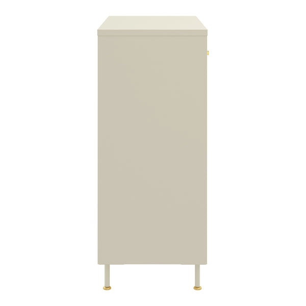 Vitrinskåp Lindau 97x80x40 cm stål creme [en.casa]