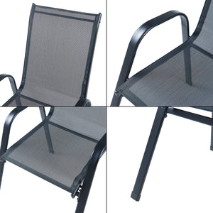 Matgrupp Aradeo bord och 6 stolar stål härdat glas svart [casa.pro] 