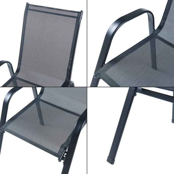 Matgrupp Aradeo bord och 6 stolar stål härdat glas svart [casa.pro] 