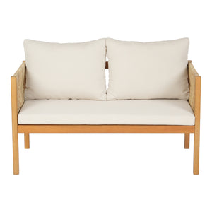 Trädgårdsset Cannole av bord, soffa och 2 stolar akacia beige [casa.pro]