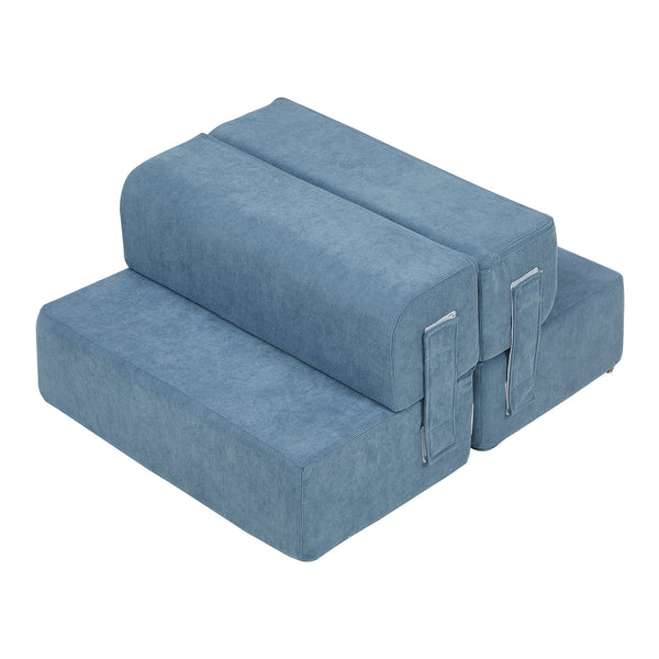 Husdjurstrappa Joelerhatra 4-delar 45x50x45 cm Cord Blå [en.casa]