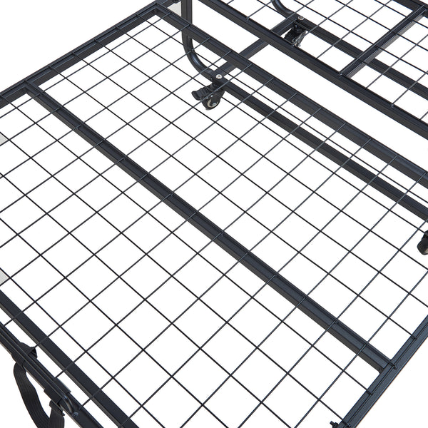 Metallfällbar säng Lustendi med madrass 200x90cm Svart/Eklook [en.casa]