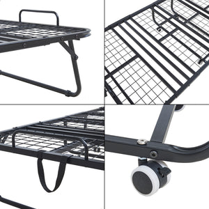 Metallfällsäng Borjavle med madrass 200x90cm Svart [en.casa]
