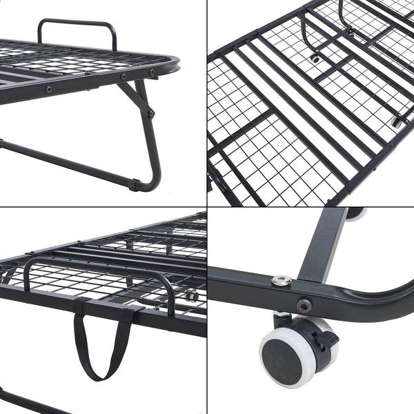 Metallfällsäng Borjavle med madrass 200x90cm Svart [en.casa]