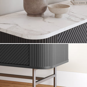 Sideboard Olvehok 110x40x77 cm Svart/Marmorutseende, vit [en.casa]