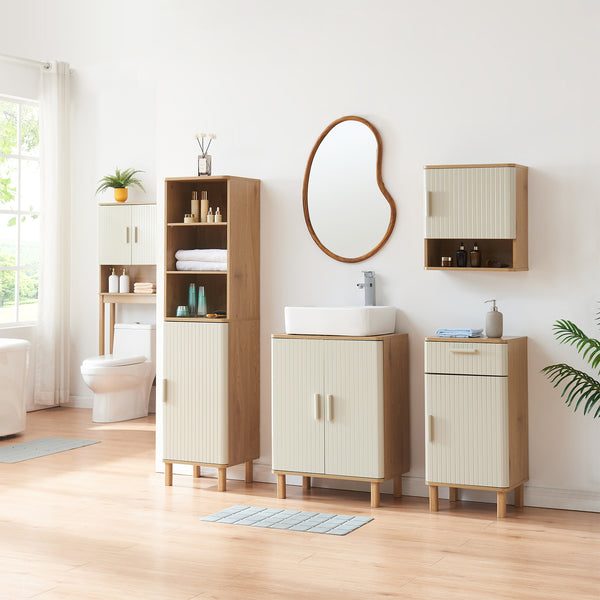 Tvättställsskåp Ferrersp 80x60x35 cm Eklook/Sandfärgad [en.casa]