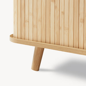 Skåp för skor med sittdyna Tvedestrand 50x80x40 cm bambu/beige [en.casa]