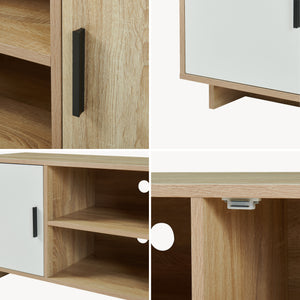 TV-bänk Kenta 120x39x52 cm Sonoma-eklook/Vit [en.casa]