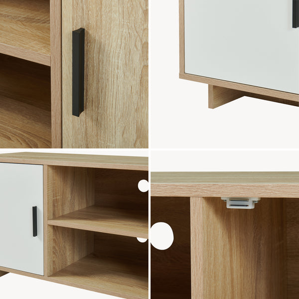 TV-bänk Kenta 120x39x52 cm Sonoma-eklook/Vit [en.casa]