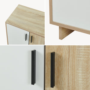 Sidobord Kenta 90x60x35 cm Sonoma-eklook/Vit [en.casa]