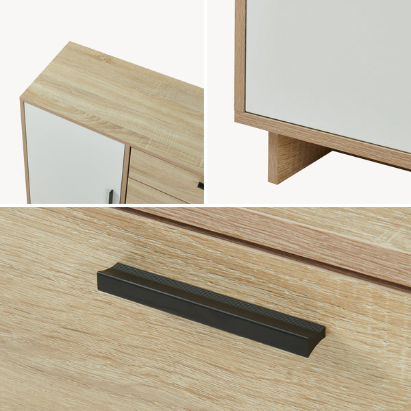 Sideboard Kenta 100x35x72 cm Sonoma-ekoptik/Vit [en.casa]