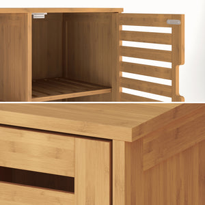 Sidobord Hakseri 2-del. 87x99x33 cm Bambus Natur [en.casa]