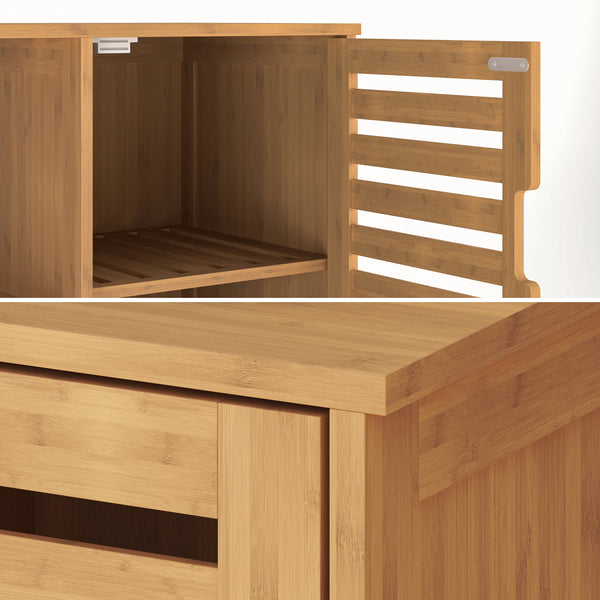 Sidobord Hakseri 2-del. 87x99x33 cm Bambus Natur [en.casa]