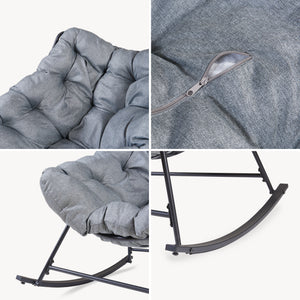Korg-gungstol Villeneuve 85x90x91 cm Svart/Grå [en.casa]