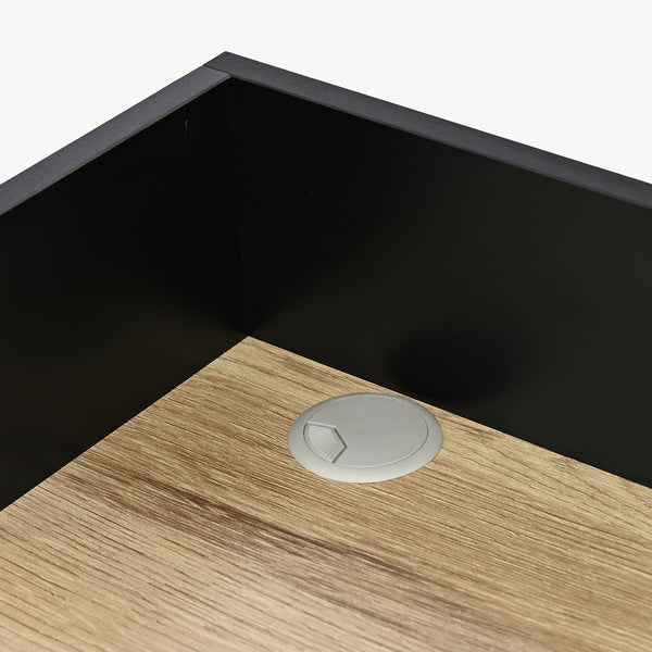Skrivbord Kappespoo 84x80x50 cm Svart/Eklook [en.casa]