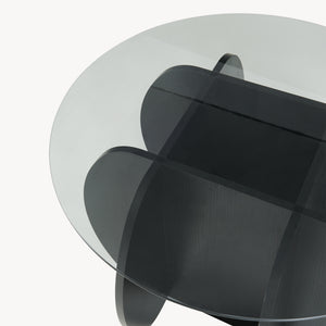 Soffbord Karhuvandi med glassplate Ø70x40 cm Svart/Grå [en.casa]