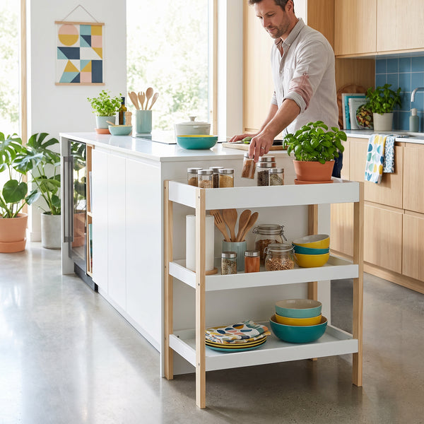 Skötbord Oupilu med 2 hyllor 91x82x53 cm Vit [en.casa]