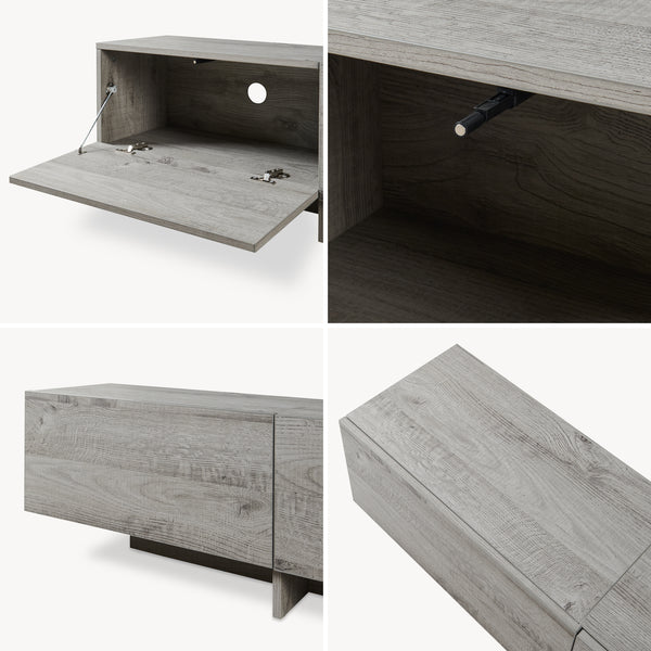 TV-bänk Kapipimso med 3 klaffar 194x31x37 cm eklook, grå [en.casa]