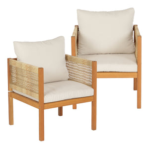Trädgårdsset Cannole av bord, soffa och 2 stolar akacia beige [casa.pro]