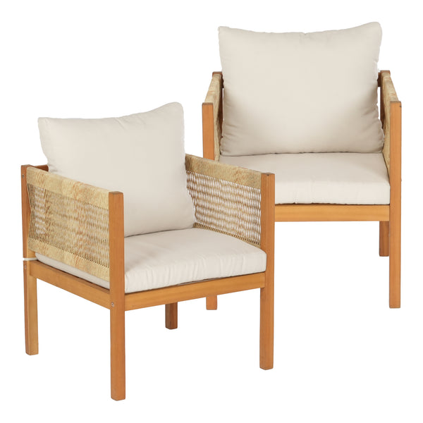 Trädgårdsset Cannole av bord, soffa och 2 stolar akacia beige [casa.pro]