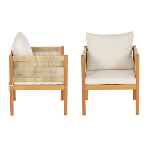 Trädgårdsset Cannole av bord, soffa och 2 stolar akacia beige [casa.pro]