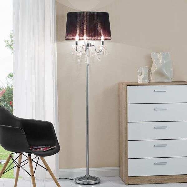 [lux.pro]® Elegant golvlampa - Noble Black 3xE14 - 40W - svart /krom