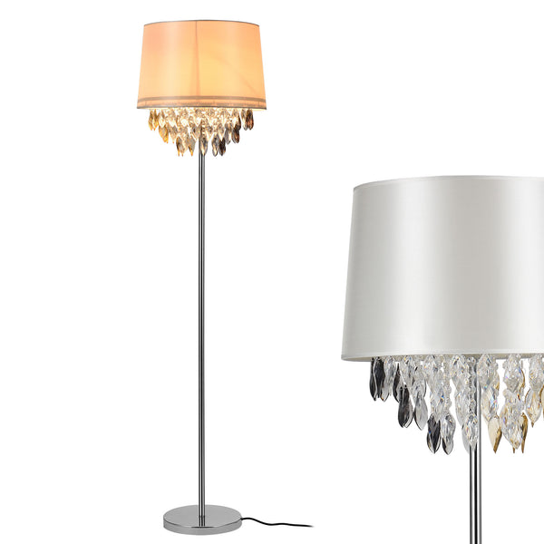 Elegant golvlampa - Royality 1 x E27 - 60W - vit/  krom