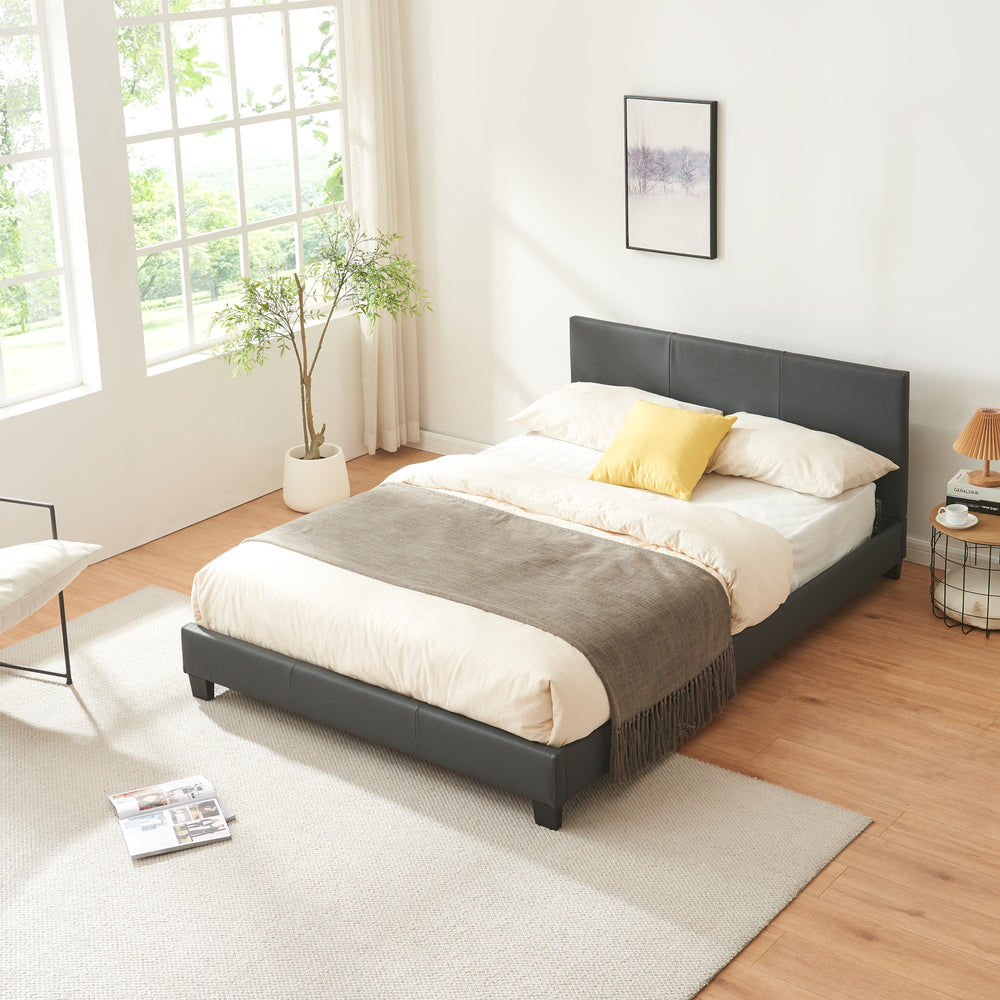 Konstlädersäng Albacete 140x200 cm mörkgrå Corium - premiumXL