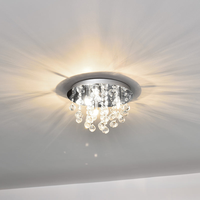 Måttskiss [lux.pro]® Stilig plafond - Trio-Ø28cm-metall-plast kristall-krom / silver