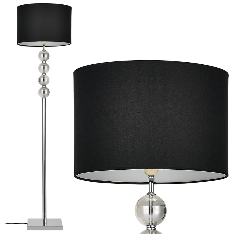 Måttskiss [lux.pro]® Elegant golvlampa - Spheridern 1xE27 - 60W - krom/svart