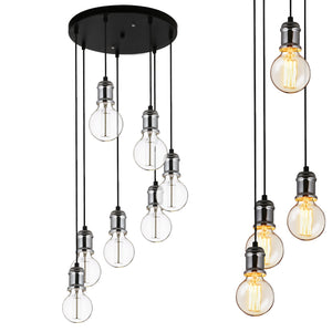 [lux.pro]® Taklampa Vertimai-svart / silver-7 x E27max.60W 