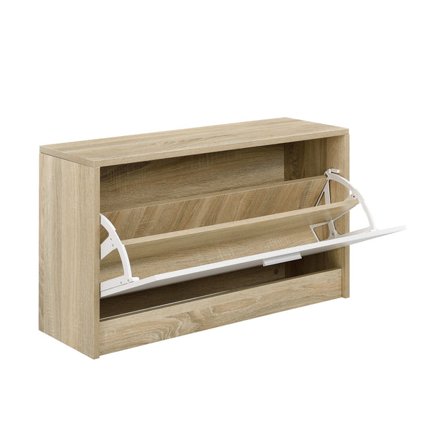 [en.casa]® Hallmöbel-Förvaringstavla med spegel och skoskåp-Sonoma ek optik