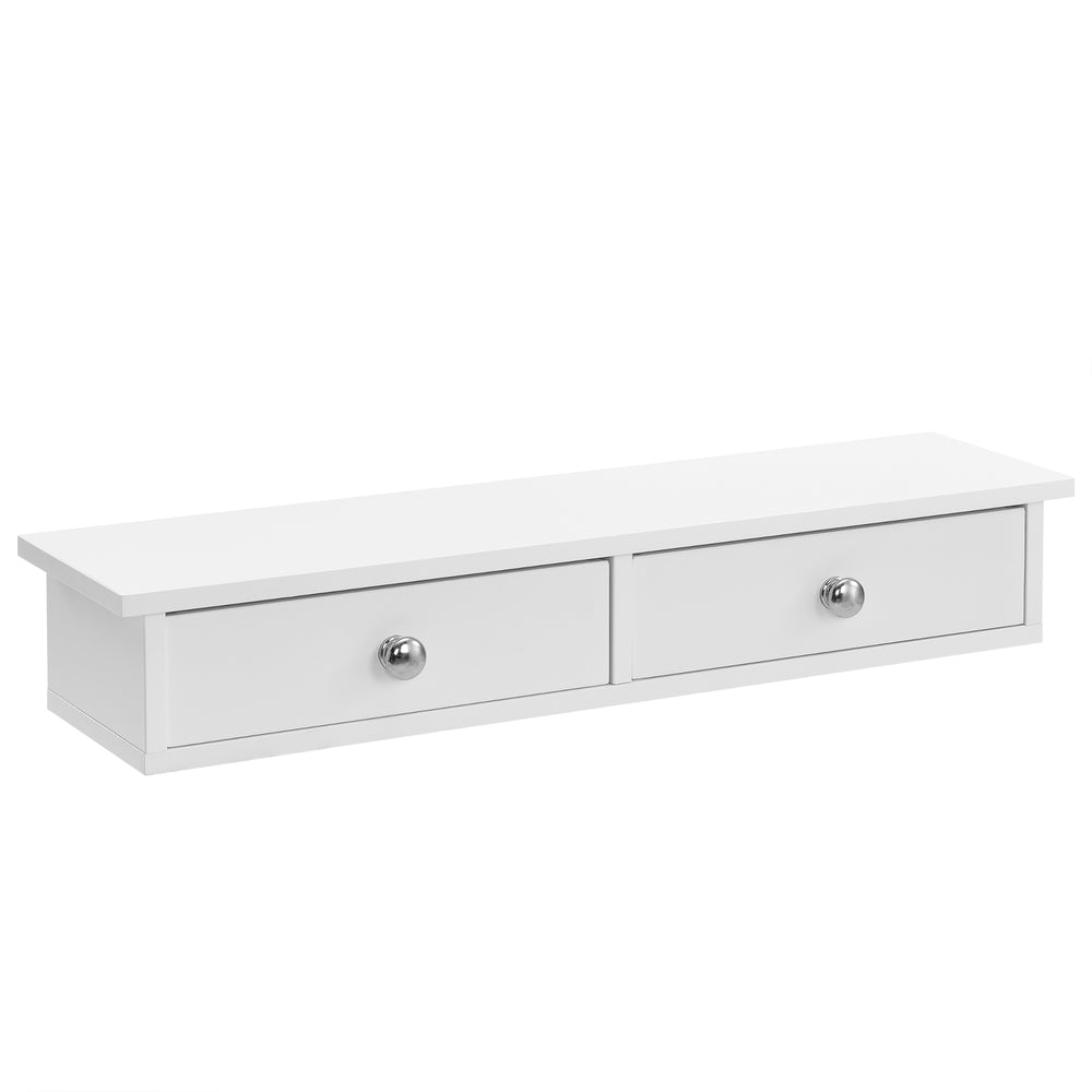 Vägghylla Geeste 60x15x10 cm med 2 lådor Vit [en.casa] - premiumXL