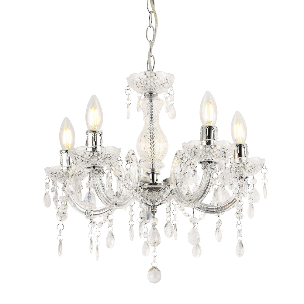 Kronljus Weimar 5x E14 Ø35 x 145 cm Kristall/Vit lux.pro - premiumXL