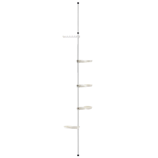 Teleskopisk växtställ 110-305 cm metall vit [en.casa]