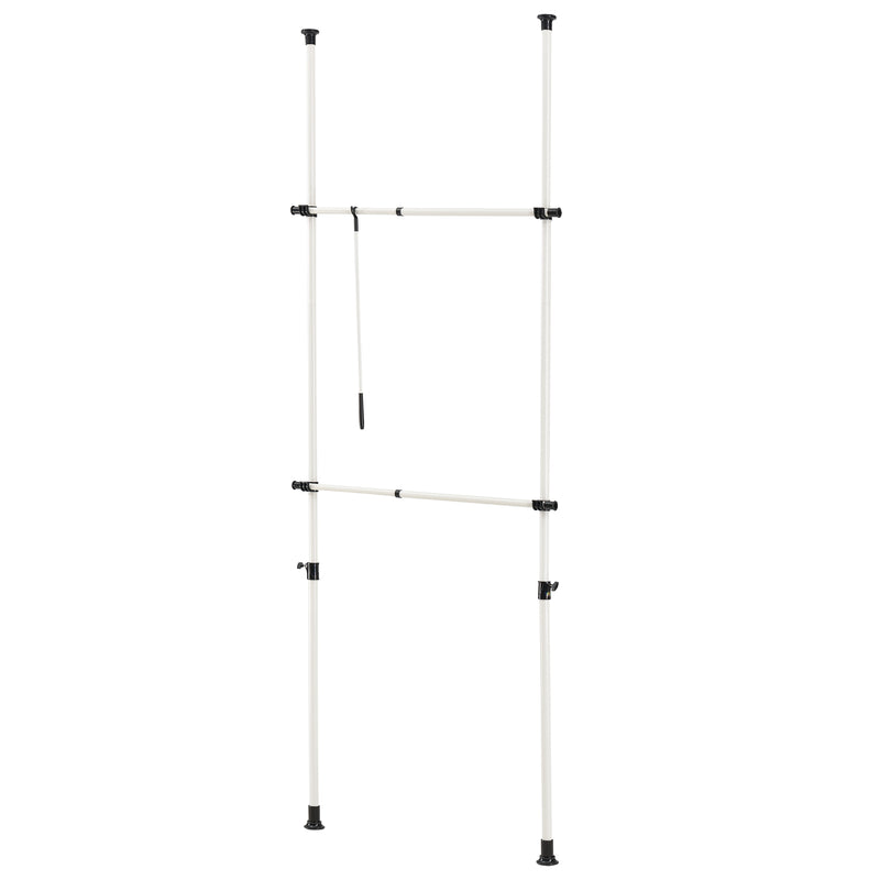 Måttskiss Teleskop garderobsystem (justerbar bredd höjd) 110 305cmx75 115cm vit [en.casa]