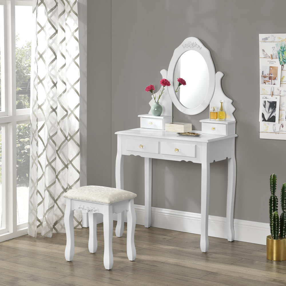 Sminkbord Limerick med spegel + pall en.casa - premiumXL