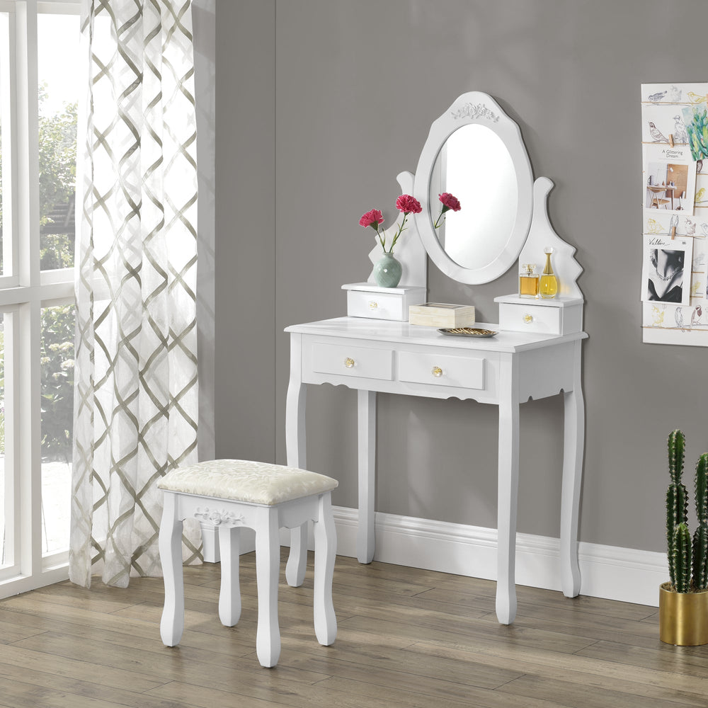Sminkbord Limerick med spegel + pall en.casa - premiumXL