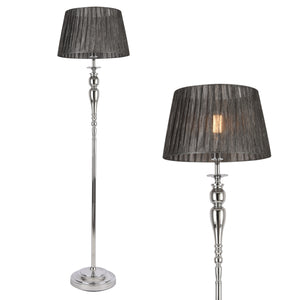 Golvlampa Lingen-151xØ40cm-230V, 50Hz-1xE27-metall / textil-grå