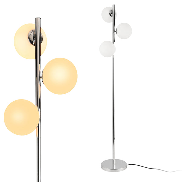 Golvlampa Gent metall glas krom vit 154cm [lux.pro]