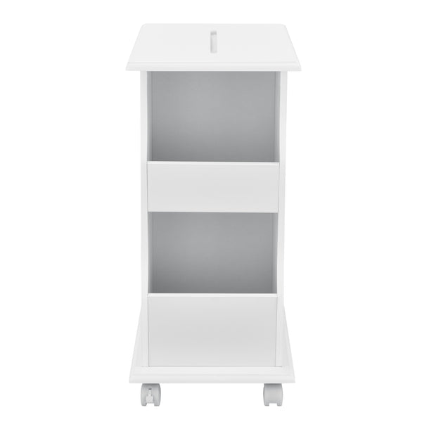 Soffbord med hjul 53x30x63cm vit tidningshållare [en.casa]