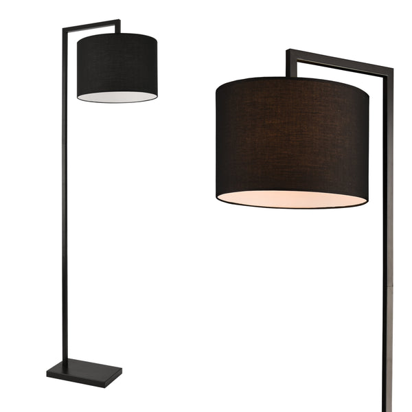 Golvlampa Düsseldorf-1xE27,max.60W-metall-textil, svart