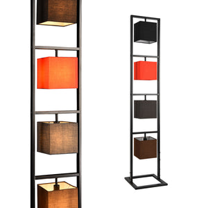 Golvlampa Tavira-4xE14m,max40W-4 lampskärmar i olika färger-textil-metall
