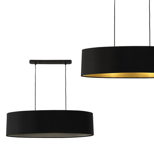 Stilig taklampa-78x23x20,5cm-svart-2 socklar- 2xE27max60W-metall / textil