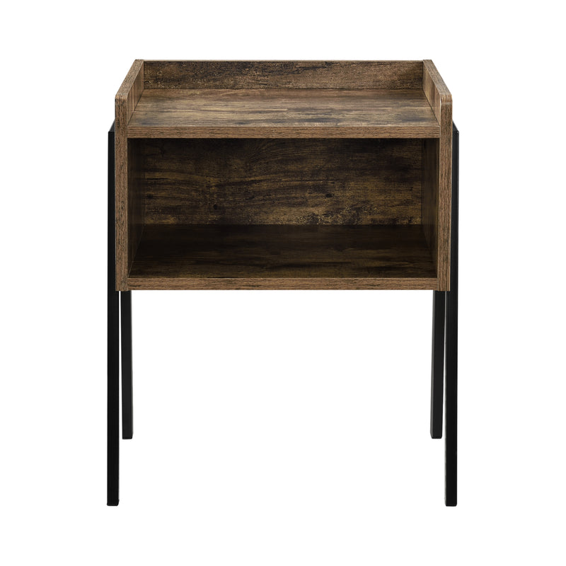 Måttskiss Sängbord Andernach 52x42x35cm metall svart trämönster [en.casa]