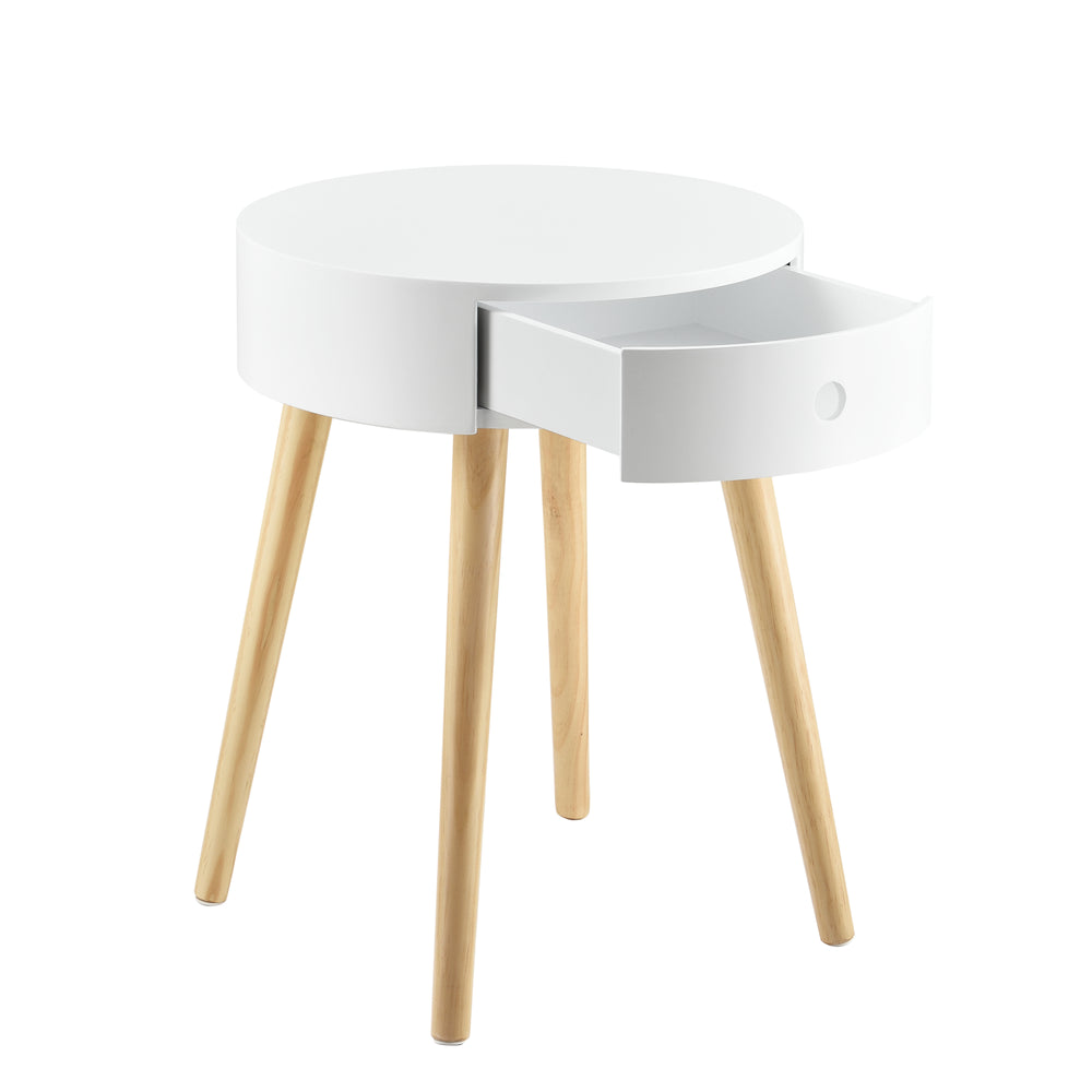 Sängbord Aurich 50x38x38 cm med låda retrodesign vit en.casa - premiumXL