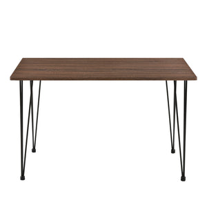 Elegant matbord med hårnålsben stål MDF svart valnötsfärg plats för 4 personer [en.casa]