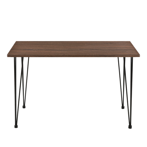 Elegant matbord med hårnålsben stål MDF svart valnötsfärg plats för 4 personer [en.casa]
