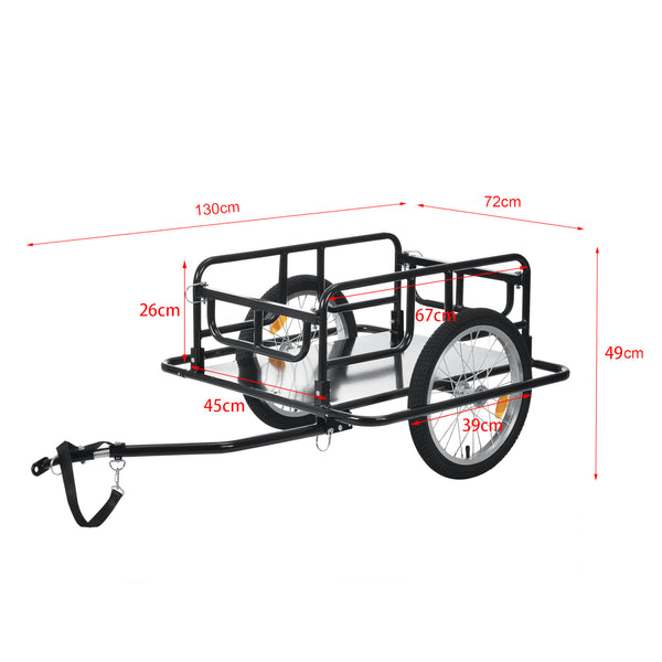 Cykelkärra Cykelkärra stål svart max.belastning 40kg reflexer kollisionsskydd pneumatiska däck [pro.tec]