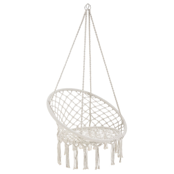 Hängstol Tampico med fransar max100kg creme 140 cm för inom och utomhusbruk Sittyta (Ø) 60 cm [casa.pro]